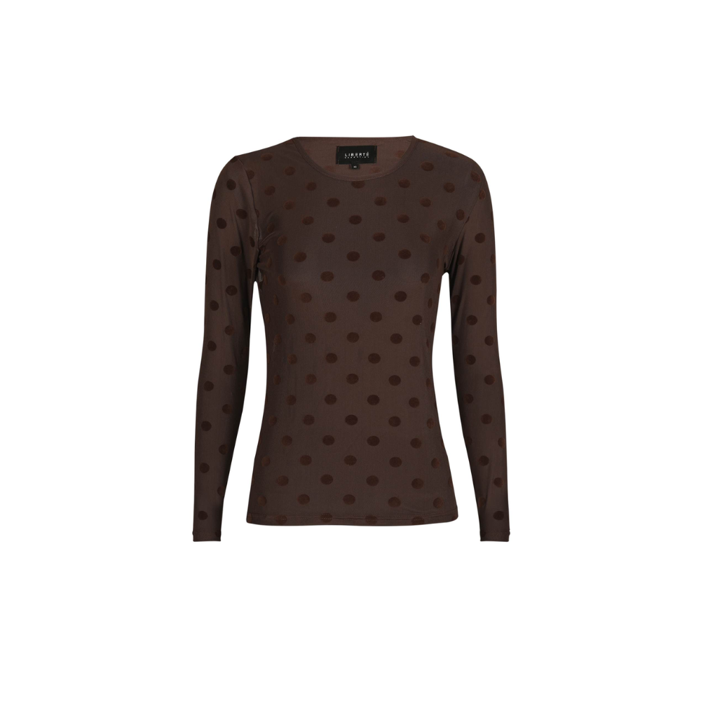 Mesh Bluse 22065 Dark Brown Dot