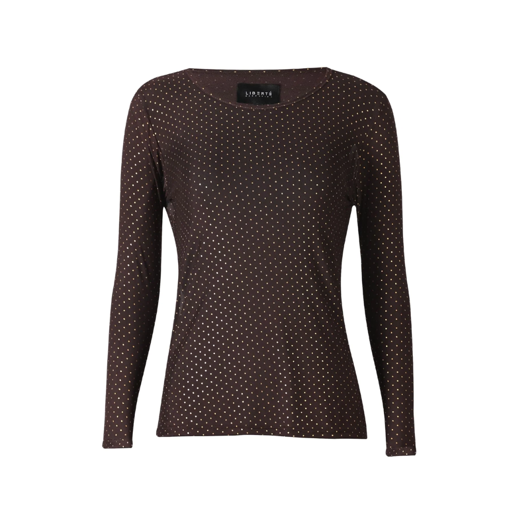 Mesh bluse 22134 Gold dot brun