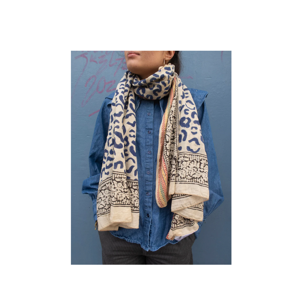 Tørklæde Bagru 5004 Blue Leo