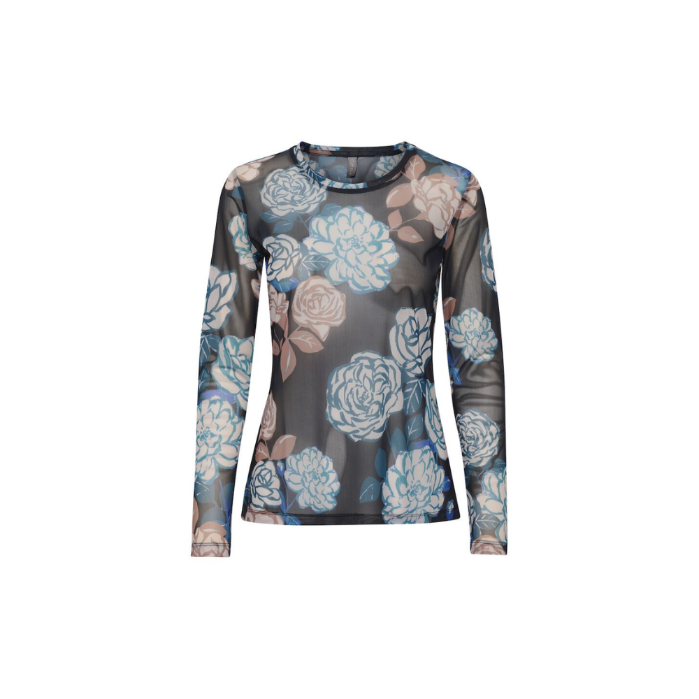 Mesh Bluse 50109392 Green Flower
